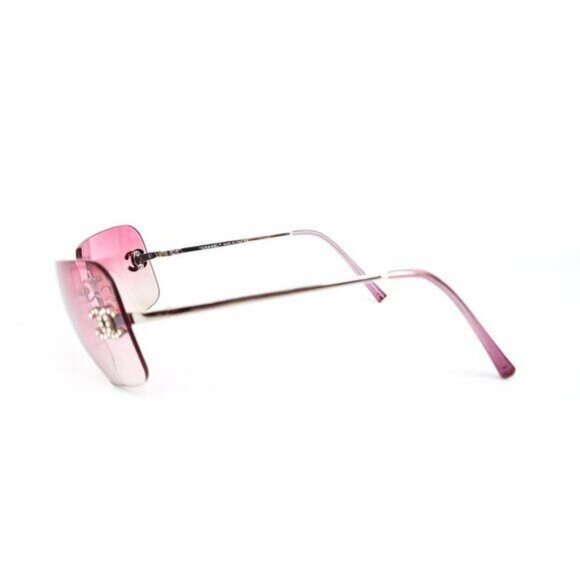 🍒 RARE Chanel Vintage Sunglasses Rhinestone CC Logo Rimless Gradient Iridescent - Picture 7 of 11